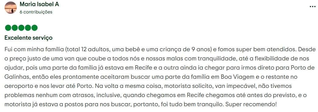 Depoimento Maria Isabel A - Porto de Galinhas